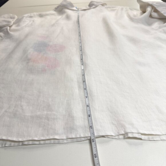 Nygard White Linen Multi Floral Embroidered Button-Up 3/4 Sleeve Shirt Size 20 - Picture 7 of 7